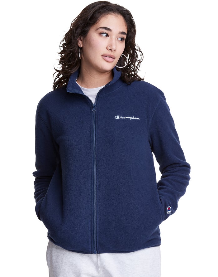 Champion Dame Jakke Mørkeblå - Polar Fleece Full Zip Mock Neck - Danmark FSD-408593